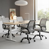 IULULU Office Desk Chair - Ergonomic Mid Back with Lumbar Support & Rocking Mode, Height Adjustable with Fixed Armrest, Storage Back for Computer, Gaming, Conference, Meeting Room, 360° Swivel