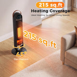 Atilioo 32" Electric Space Heater for Indoor Use, 1500W Portable Ceramic Tower Heater with Remote Control, 3 Heat Modes, 15H Time, Adjustable Thermostat, Child Lock, Overheat Protection, Black