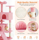 Atilioo 54 inch Cat Tree Tower with Sisal Scratching Post, Multi-Level Cat Condo with 3 Platforms, Pet-Friendly, Stable Base, Easy-Assembly, Pink