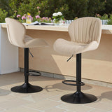 Atilioo Bar Stools Set of 2, Adjustable Counter Height Swivel Barstool Dinning Chair with Armrests & Back and Footrest Water-Resistant PU Leather for Bar Kitchen, Black