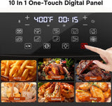 10-in-1 Air Fryer Oven, 12.6 Qt Large Capacity Airfryer with Nonstick and Dishwasher Safe Basket, Less Oil, Timer, Quick Meals for Roast, Reheat, Dehydrate, Gray