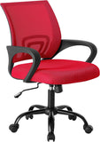 IULULU Office Desk Chair - Ergonomic Mid Back with Lumbar Support & Rocking Mode, Height Adjustable with Fixed Armrest, Storage Back for Computer, Gaming, Conference, Meeting Room, 360° Swivel