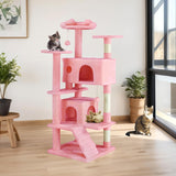Atilioo 54 inch Cat Tree Tower with Sisal Scratching Post, Multi-Level Cat Condo with 3 Platforms, Pet-Friendly, Stable Base, Easy-Assembly, Pink
