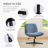 Atilioo Ergonomic Office Chair with Fabric, Criss Cross Desk Chair with Wipe Seat, Swivel Vanity Chair for Home Computer Makeup, Blue