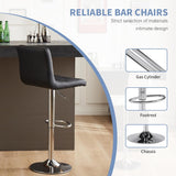Atilioo Bar Stools Set of 2, Adjustable Counter Height Swivel Barstool Dinning Chair with PU Leather & Back and Footrest for Bar Kitchen, Black
