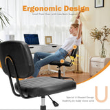 Atilioo Office Desk Chair, Armless Computer Chair with Wheels, PU Leather, Lumbar Support, 360° Rolling Swivel Task Chair for Home Office