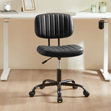 Atilioo Office Desk Chair, Armless Computer Chair with Wheels, PU Leather, Lumbar Support, 360° Rolling Swivel Task Chair for Home Office