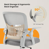 IULULU Home Office Managerial Executive Chair, Flip Up Armrest Ergonomic Mesh Adjustable Swivel Mid-Back Computer Desk Chair with Comfortable Lumbar Support, Comfy Arms for Bedroom,Study