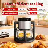 4.7QT Glass Air Fryer, Non-Toxic 10-in-1 Presets for Healthy Meals, Dishwasher Safe & Easy Clean - Gray