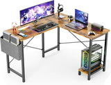 Atilioo Reversible L Shaped Desk, 50 Inch Corner Computer Desk for Small Space, Home Office Study Table with CPU Stand and Storage Bag