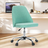 Atilioo Office Vanity Chair, Armless Computer Desk Chair, 360° Rolling Swivel Adjustable Seat Height, Comfy Fabric Upholstered, Easy to Assemble, Ideal for Bedroom Study Makeup Room, Pink