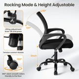 IULULU Office Desk Chair - Ergonomic Mid Back with Lumbar Support & Rocking Mode, Height Adjustable with Fixed Armrest, Storage Back for Computer, Gaming, Conference, Meeting Room, 360° Swivel