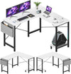 Atilioo Reversible L Shaped Desk, 50 Inch Corner Computer Desk for Small Space, Home Office Study Table with CPU Stand and Storage Bag