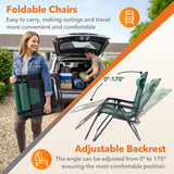 Atilioo Zero Gravity Chairs, Folding Patio Lounge Chair with Adjustable Pillows & Cup Holder, 400 LBS Outdoor Oversized Reclining Chairs for Backyard Lawn Camping, Black-Green