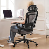 IULULU Office Chair Ergonomic Desk Chair, 300 LBS Home Mesh Office Desk Chairs with Wheels, 2D Headrest, Up&Down Lumbar Support, Swivel High Back Computer Chair with Flip-up Armrests