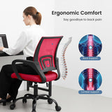 IULULU Office Desk Chair - Ergonomic Mid Back with Lumbar Support & Rocking Mode, Height Adjustable with Fixed Armrest, Storage Back for Computer, Gaming, Conference, Meeting Room, 360° Swivel