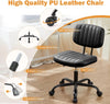 Atilioo Office Desk Chair, Armless Computer Chair with Wheels, PU Leather, Lumbar Support, 360° Rolling Swivel Task Chair for Home Office