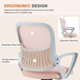 IULULU Home Office Managerial Executive Chair, Ergonomic Mesh Adjustable Swivel Mid-Back Computer Desk Chair with Comfortable Lumbar Support, Comfy Arms for Bedroom,Study