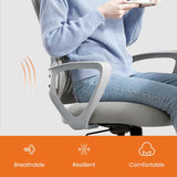 IULULU Home Office Managerial Executive Chair, Ergonomic Mesh Adjustable Swivel Mid-Back Computer Desk Chair with Comfortable Lumbar Support, Comfy Arms for Bedroom,Study