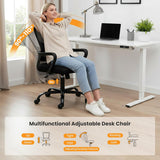 IULULU Home Office Managerial Executive Chair, Ergonomic Mesh Adjustable Swivel Mid-Back Computer Desk Chair with Comfortable Lumbar Support, Comfy Arms for Bedroom,Study
