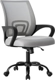 IULULU Office Desk Chair - Ergonomic Mid Back with Lumbar Support & Rocking Mode, Height Adjustable with Fixed Armrest, Storage Back for Computer, Gaming, Conference, Meeting Room, 360° Swivel