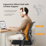 IULULU Home Office Managerial Executive Chair, Flip Up Armrest Ergonomic Mesh Adjustable Swivel Mid-Back Computer Desk Chair with Comfortable Lumbar Support, Comfy Arms for Bedroom,Study