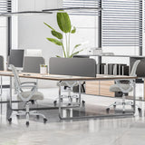 IULULU Home Office Managerial Executive Chair, Ergonomic Mesh Adjustable Swivel Mid-Back Computer Desk Chair with Comfortable Lumbar Support, Comfy Arms for Bedroom,Study