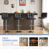 Atilioo Bar Stools Set of 2, Adjustable Counter Height Swivel Barstool Dinning Chair with PU Leather & Back and Footrest for Bar Kitchen, Black