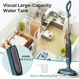 Atilioo Steam Mop, All-in-One Scrubbing Steam Cleaner with 4 Modes & Rotating Pads, LED Head Lights, Swivel Steering, Ideal for Hardwood Tile Laminate, Green