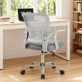 IULULU Home Office Managerial Executive Chair, Flip Up Armrest Ergonomic Mesh Adjustable Swivel Mid-Back Computer Desk Chair with Comfortable Lumbar Support, Comfy Arms for Bedroom,Study