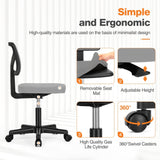 Atilioo Office Chair, Ergonomic Low-Back Mesh Computer Desk Chair with Lumbar Support, Armless Swivel Rolling Chair for Home Bedroom Study Office, Ideal for Students and Adults