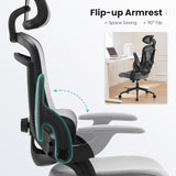 IULULU Office Chair Ergonomic Desk Chair, 300 LBS Home Mesh Office Desk Chairs with Wheels, 2D Headrest, Up&Down Lumbar Support, Swivel High Back Computer Chair with Flip-up Armrests