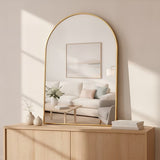 LIFERECORD 20x30 Arched Gold Bathroom Mirror, Shatterproof Wall Vanity Mirror with Matte Metal Frame, Reinforced Packaging