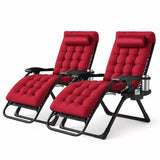 LIFERECORD Zero Gravity Chair Set of 2, Patio Folding Recliner with Removable Cushion Portable Reclining Chairs with Cup Holder Trays for Outdoor, Wine Red