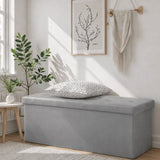 ACCVER 43" Storage Ottoman Bench - Faux Leather Foldable Ottoman Upholstered Entryway Bench, 660lbs Large End of Bed Bench with Storage Chest for Bedroom, Living Room, Grey
