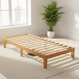 ACCVER Solid Wood Twin Size Bed Frame - 12in Natural Pine Platform Base with Wood Slats, Noise-Free & No Box Spring Needed, Natural Finish, Easy Assembly
