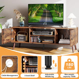 IULULU 55-60" TV Stand, Mid-Century Console with Storage