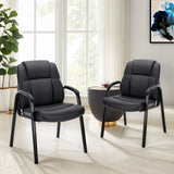 IULULU Leather Guest Chair with Padded Arms, Comfy Waiting Room Chairs for Reception Conference Side Office Desk Home