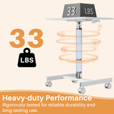 IULULU Mobile Standing Desk, Small Rolling Desk with Wheels, Pneumatic Adjustable Workstation for Home