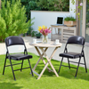 IULULU Folding Chair, Leather-padded, Sturdy Metal, Easy Storage, Indoor/Outdoor, Comfy for Home/Office/Party