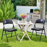 IULULU Folding Chair, Leather-padded, Sturdy Metal, Easy Storage, Indoor/Outdoor, Comfy for Home/Office/Party