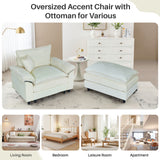 IULULU Sectional Sofa, Chenille Cloud Couch Comfy Upholstered Sofa with Ottoman, Lumbar Pillow, Deep Seat Modular Sofa for Living Room, Apartment, Studio