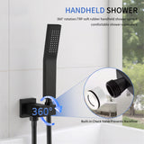 Atilioo Shower Faucet Set, 10" High Pressure Rain Shower Head with Handheld Spray, Wall Mounted, Adjustable Temperature, Rough-in Valve Body and Trim Kit