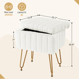 IULULU Vanity Stool, Faux Fur-Padded, 4-Legged Stool with Anti-Slip Feet, Ideal for Makeup or as a Footrest