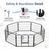 Atilioo 8-Panel Foldable Pet Playpen, 24" Height Metal Dog Fence with Door for Small Dogs