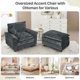 IULULU Sectional Sofa, Chenille Cloud Couch Comfy Upholstered Sofa with Ottoman, Lumbar Pillow, Deep Seat Modular Sofa for Living Room, Apartment, Studio