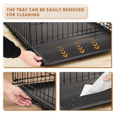 Atilioo Folding Pet Kennel, Double Door Metal Wire Dog Crate with Divider Panel, Leak-Proof Pan Tray, 36 inch