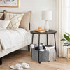 IULULU Small Round Side Table with Fabric Basket, Steel Frame