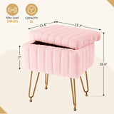 IULULU Vanity Stool, Faux Fur-Padded, 4-Legged Stool with Anti-Slip Feet, Ideal for Makeup or as a Footrest