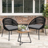 IULULU 3-Piece Outdoor Bistro Set, All-Weather Woven Rope Patio Furniture with Cushions & Table